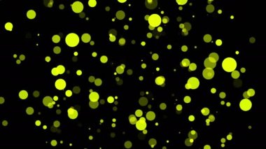 sarı şeffaf parçacıkları karanlık bir arka plan üzerinde yavaşça. Soyut animasyon. 3D render