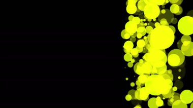 sarı şeffaf parçacıkları karanlık bir arka plan üzerinde yavaşça. Soyut animasyon. 3D render