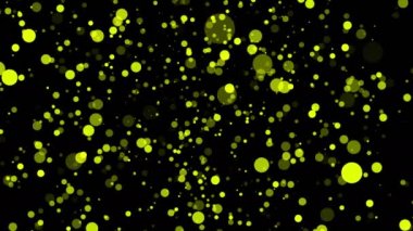 sarı şeffaf parçacıkları karanlık bir arka plan üzerinde yavaşça. Soyut animasyon. 3D render