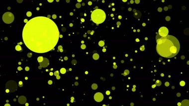 sarı şeffaf parçacıkları karanlık bir arka plan üzerinde yavaşça. Soyut animasyon. 3D render