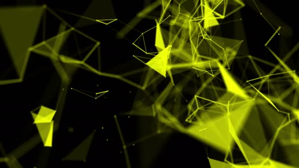 Partículas Amarillas Mueven Lentamente Sobre Fondo Oscuro Animación Abstracta Renderizado — Vídeos de Stock