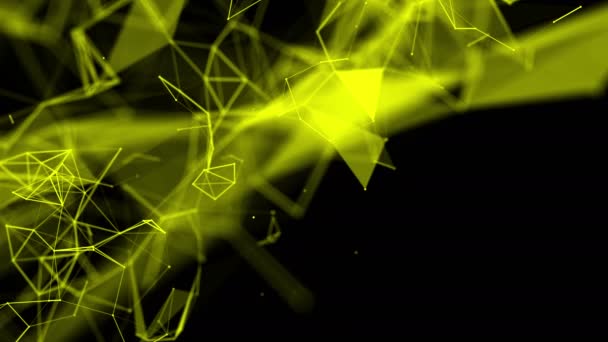 Yellow Particles Moving Slowly Dark Background Abstract Animation Rendering — Stock Video