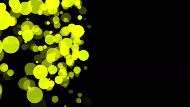 Partículas Translúcidas Amarillas Moviéndose Lentamente Sobre Fondo Oscuro Animación Abstracta — Vídeo de stock