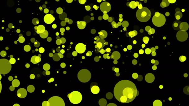 Partículas Translúcidas Amarelas Movendo Lentamente Sobre Fundo Escuro Animação Abstrata — Vídeo de Stock