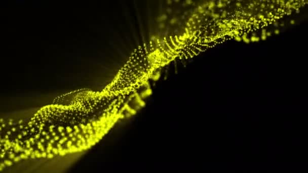 Жовті Напівпрозорі Частинки Повільно Рухаються Темному Тлі Абстрактна Анімація Візуалізація — стокове відео