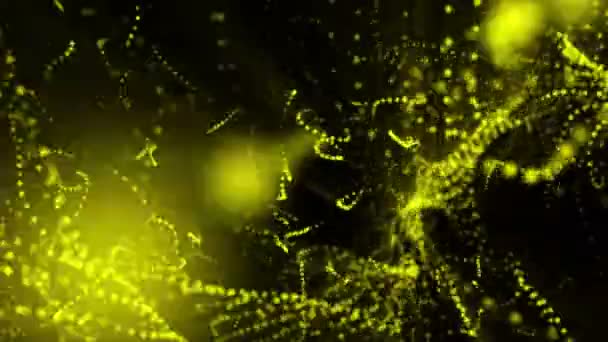 Plane Yellow Particles Slowly Oscillates Black Background Abstract Animation Rendering — Stock Video