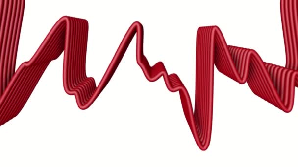 Trojrozměrný Červené Pruhy Jsou Pomalu Deformované Abstraktní Animace Vykreslování — Stock video