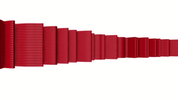 Тривимірні Червоні Смуги Повільно Деформуються Абстрактна Анімація Візуалізація — стокове відео