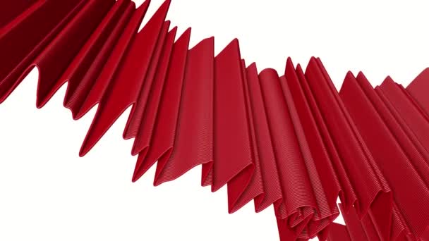 三维红色条纹慢慢变形 抽象动画 — 图库视频影像