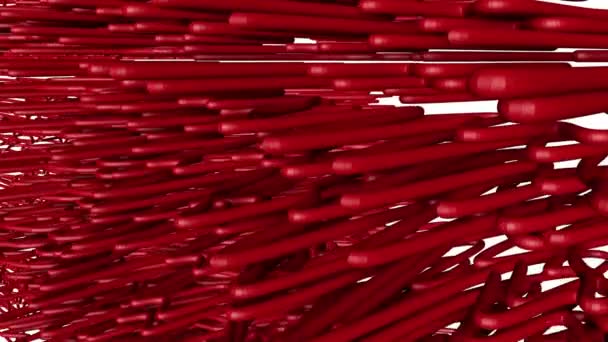 Трехмерные Красные Полосы Медленно Деформируются Абстрактная Анимация Рендеринг — стоковое видео