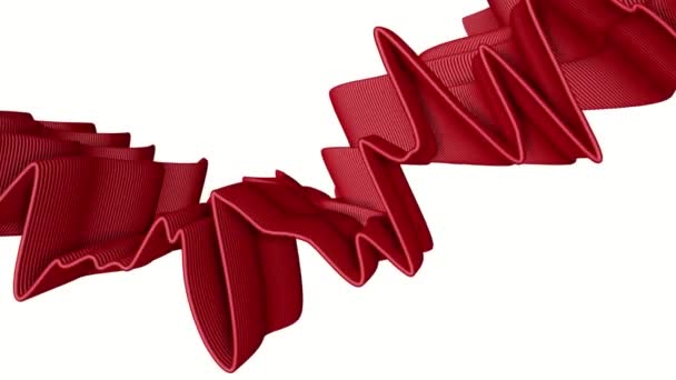 Tredimensjonale Røde Striper Langsomt Deformerte Abstrakt Animasjon Smelting – stockvideo