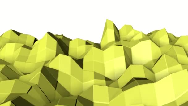 Желтый Низкий Полюсный Фон Абстрактная Анимация Рендеринг — стоковое видео
