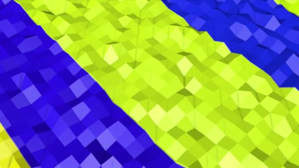 Fondo Polivinílico Bajo Amarillo Azul Animación Abstracta Renderizado — Vídeo de stock