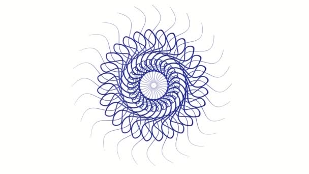 Okrągłe Maswerk Trójwymiarowy Rysunek Powoli Zamienia Się Białym Tle Abstrakcyjna — Wideo stockowe