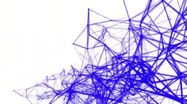 mavi parçacıklar beyaz bir arka plan aleyhine yavaş yavaş hareket ediyor. soyut animasyon. 3d render