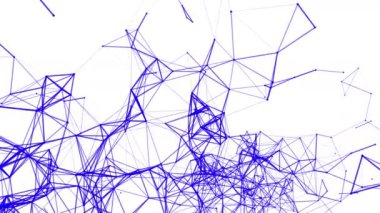 mavi parçacıklar beyaz bir arka plan aleyhine yavaş yavaş hareket ediyor. soyut animasyon. 3d render