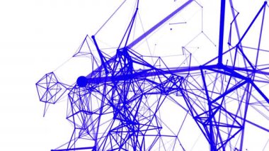 mavi parçacıklar beyaz bir arka plan aleyhine yavaş yavaş hareket ediyor. soyut animasyon. 3d render