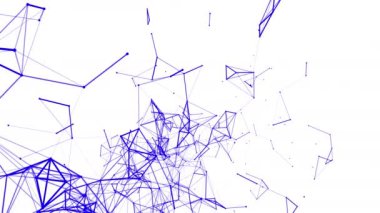 mavi parçacıklar beyaz bir arka plan aleyhine yavaş yavaş hareket ediyor. soyut animasyon. 3d render