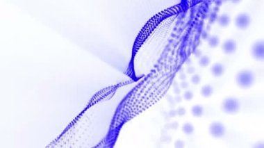 mavi parçacıklar boyutunda yavaş yavaş beyaz bir arka plan karşı olsun. Soyut animasyon. 3D render