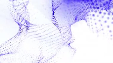 mavi parçacıklar boyutunda yavaş yavaş beyaz bir arka plan karşı olsun. Soyut animasyon. 3D render