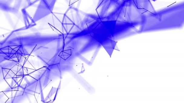 Blauwe Deeltjes Gaan Langzaam Tegen Een Witte Achtergrond Abstracte Animatie — Stockvideo