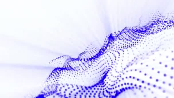 Plano Partículas Azules Oscila Lentamente Sobre Fondo Blanco Animación Abstracta — Vídeo de stock