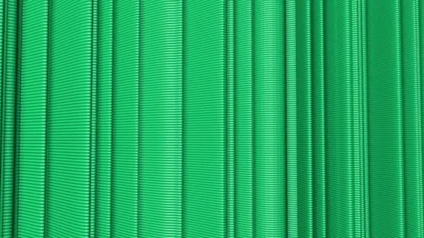 Three Dimensional Green Stripes Slowly Deformed Abstract Animation Rendering — Stock Video