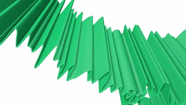 Rayas Verdes Tridimensionales Deforman Lentamente Animación Abstracta Renderizado — Vídeo de stock