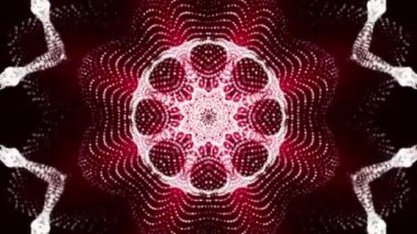 Kaleydoskop screensaver beyaz yuvarlak parçacıkların animasyon. arka plan. 3D render