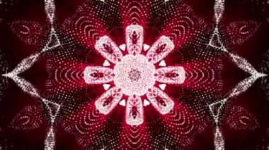 Kaleydoskop screensaver beyaz yuvarlak parçacıkların animasyon. arka plan. 3D render