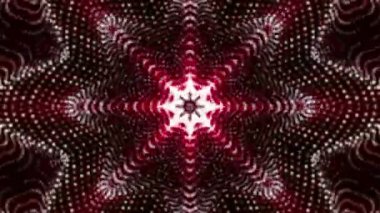 Kaleydoskop screensaver beyaz yuvarlak parçacıkların animasyon. arka plan. 3D render