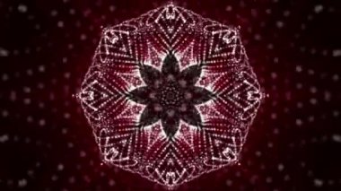 Kaleydoskop screensaver beyaz yuvarlak parçacıkların animasyon. arka plan. 3D render