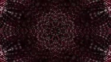 Kaleydoskop screensaver beyaz yuvarlak parçacıkların animasyon. arka plan. 3D render