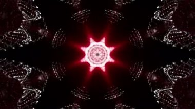 Kaleydoskop screensaver beyaz yuvarlak parçacıkların animasyon. arka plan. 3D render