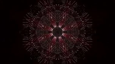 Kaleydoskop screensaver beyaz yuvarlak parçacıkların animasyon. arka plan. 3D render
