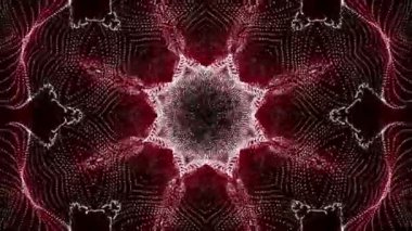 Kaleydoskop screensaver beyaz yuvarlak parçacıkların animasyon. arka plan. 3D render