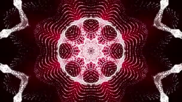 Kaléidoscope animé économiseur d'écran de particules rondes blanches. fond abstrait. Rendu 3d 
