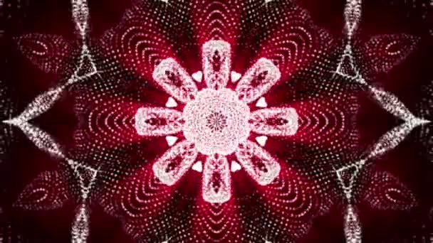 Kaléidoscope animé économiseur d'écran de particules rondes blanches. fond abstrait. Rendu 3d 