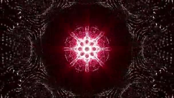 Kaléidoscope animé économiseur d'écran de particules rondes blanches. fond abstrait. Rendu 3d 