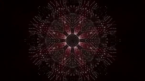 Kaléidoscope animé économiseur d'écran de particules rondes blanches. fond abstrait. Rendu 3d 
