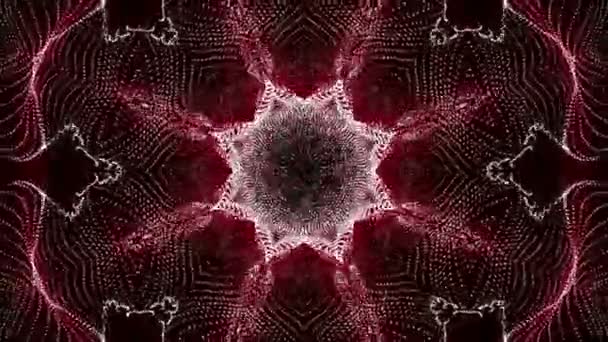 Kaléidoscope animé économiseur d'écran de particules rondes blanches. fond abstrait. Rendu 3d 