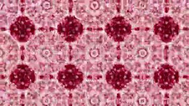 Kaleydoskop screensaver beyaz yuvarlak parçacıkların animasyon. arka plan. 3D render