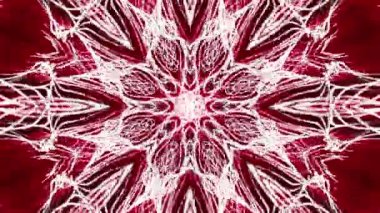 Kaleydoskop screensaver beyaz yuvarlak parçacıkların animasyon. arka plan. 3D render