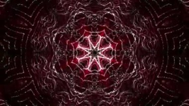 Kaleydoskop screensaver beyaz yuvarlak parçacıkların animasyon. arka plan. 3D render