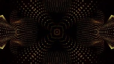 Kaleydoskop screensaver beyaz yuvarlak parçacıkların animasyon. arka plan. 3D render