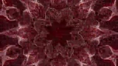 Kaleydoskop screensaver beyaz yuvarlak parçacıkların animasyon. arka plan. 3D render