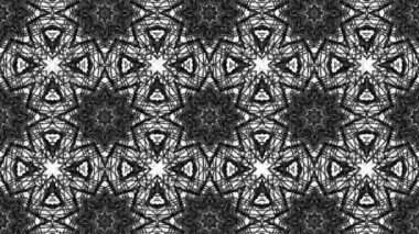 Kaleydoskop screensaver beyaz yuvarlak parçacıkların animasyon. arka plan. 3D render