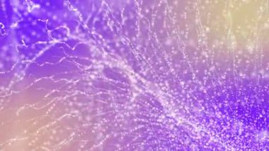 Beyaz parçacıklar slowly mor bir arka plan üzerinde taşımak. 3D render Soyut animasyon
