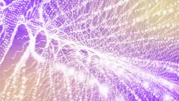 Белые Частицы Медленно Движутся Фиолетовом Фоне Рендеринг Абстрактной Анимации — стоковое видео