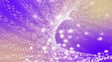 Beyaz parçacıklar slowly mor bir arka plan üzerinde taşımak. 3D render Soyut animasyon
